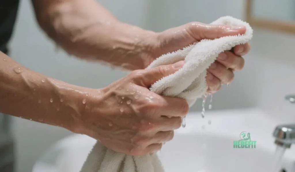 Towel wring-out forearm workout at home