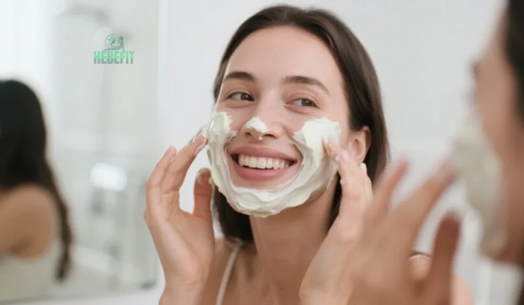 Woman enjoying DIY natural skincare