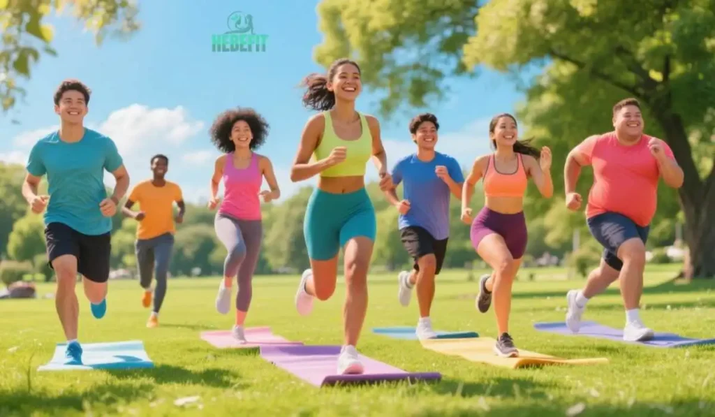 Natural fitness influencers exercising outdoors