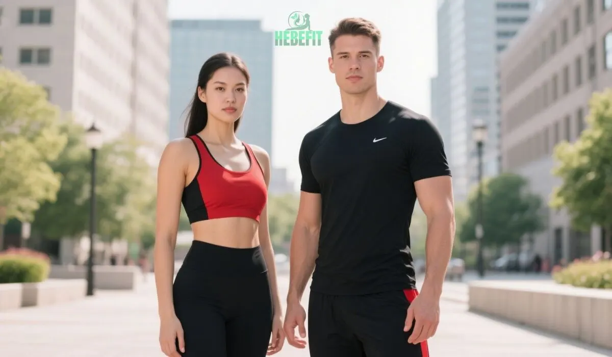 Natural fitness influencers posing outdoors