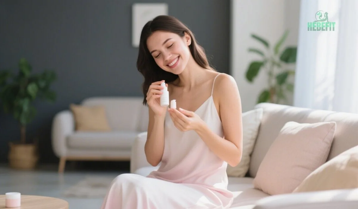 Woman following 4-step skincare for glowing skin