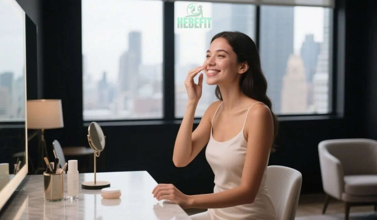 Woman doing daily skincare routine
