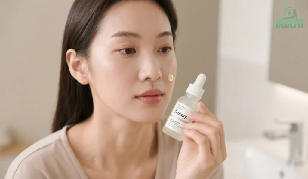Woman following good skincare routine steps