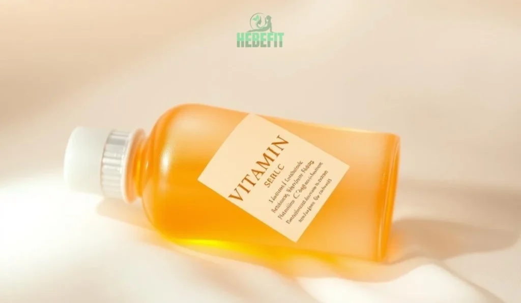 Vitamin C serum bottle with fresh orange slices