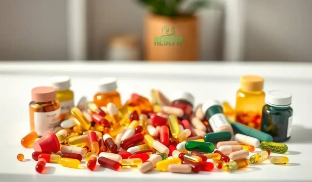 Woman using vitamins for hormonal balance